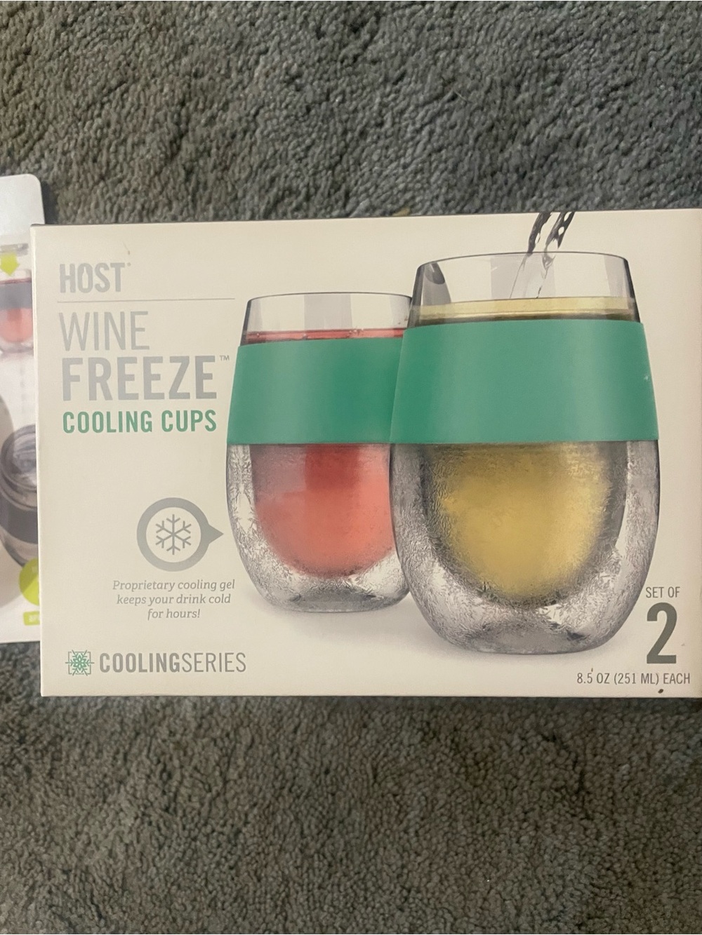 BNWT Host Wine Freeze Cooling Cups - Teal Set of 2 w/ freeze on the go lids.